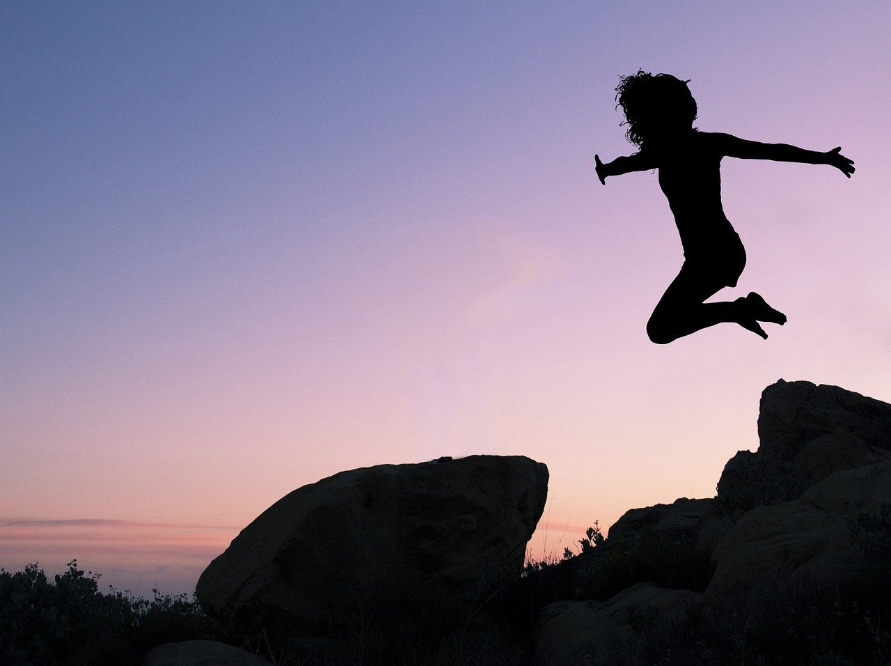 girl, leaping, rock, girl leaping off rock, silhouette, jump, young, female, leap, active, happy, woman, action, person, fun, nature, motion, energy, freedom, joy, movement, happiness, jumping for joy, jumping, sky, outdoor, joyful, youth, free image, free art